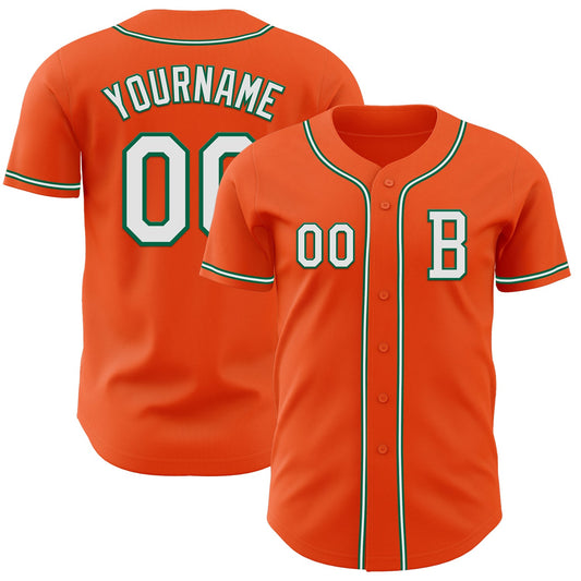 Custom Orange White-Kelly Green Authentic Baseball Jersey - Sky-Custom