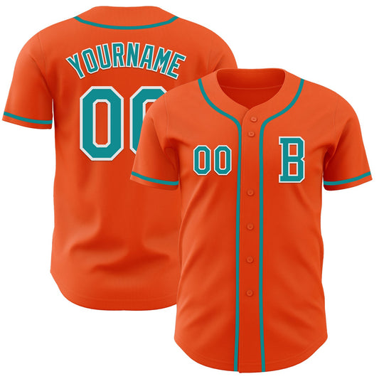 Custom Orange Teal-White Authentic Baseball Jersey - Sky-Custom