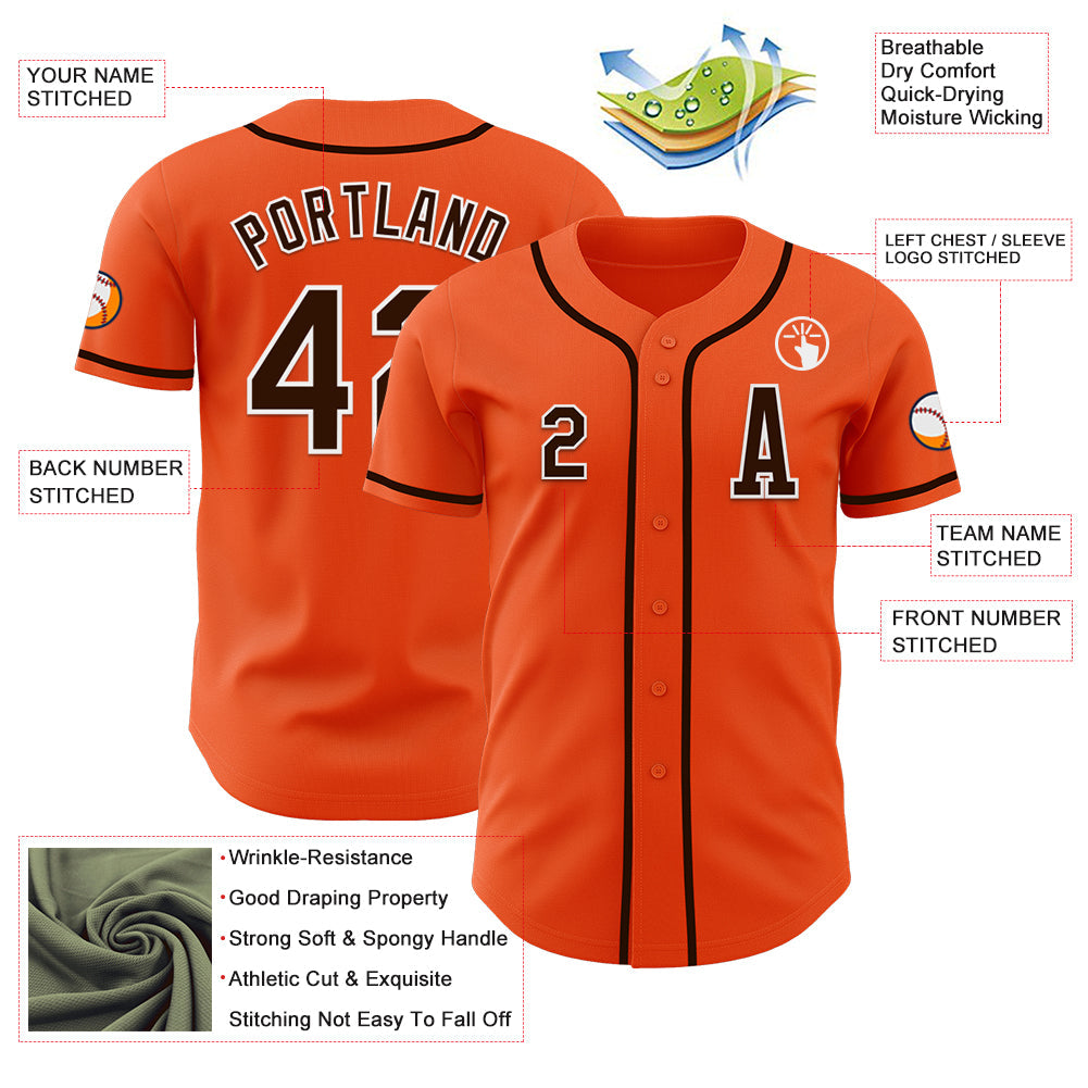 Custom Orange Brown-White Authentic Baseball Jersey - Sky-Custom