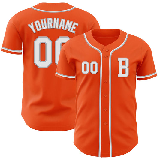 Custom Orange White-Gray Authentic Baseball Jersey - Sky-Custom