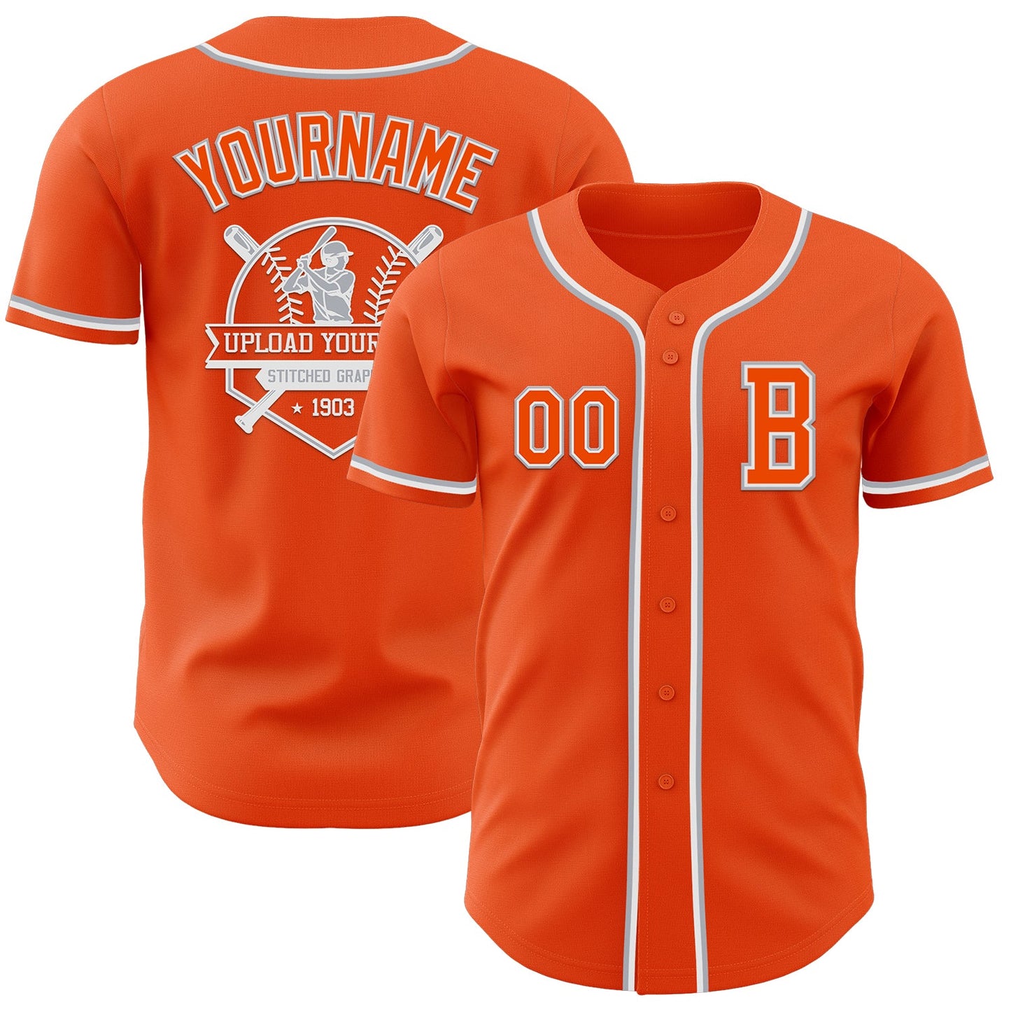 Custom Orange White-Gray Authentic Baseball Jersey - Sky-Custom