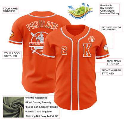 Custom Orange White-Gray Authentic Baseball Jersey - Sky-Custom