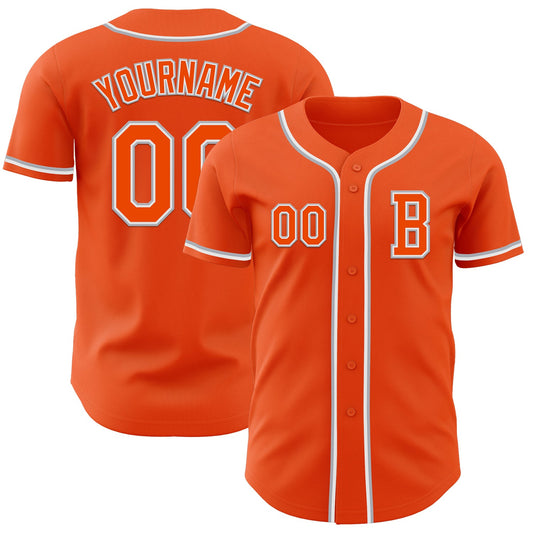 Custom Orange White-Gray Authentic Baseball Jersey - Sky-Custom