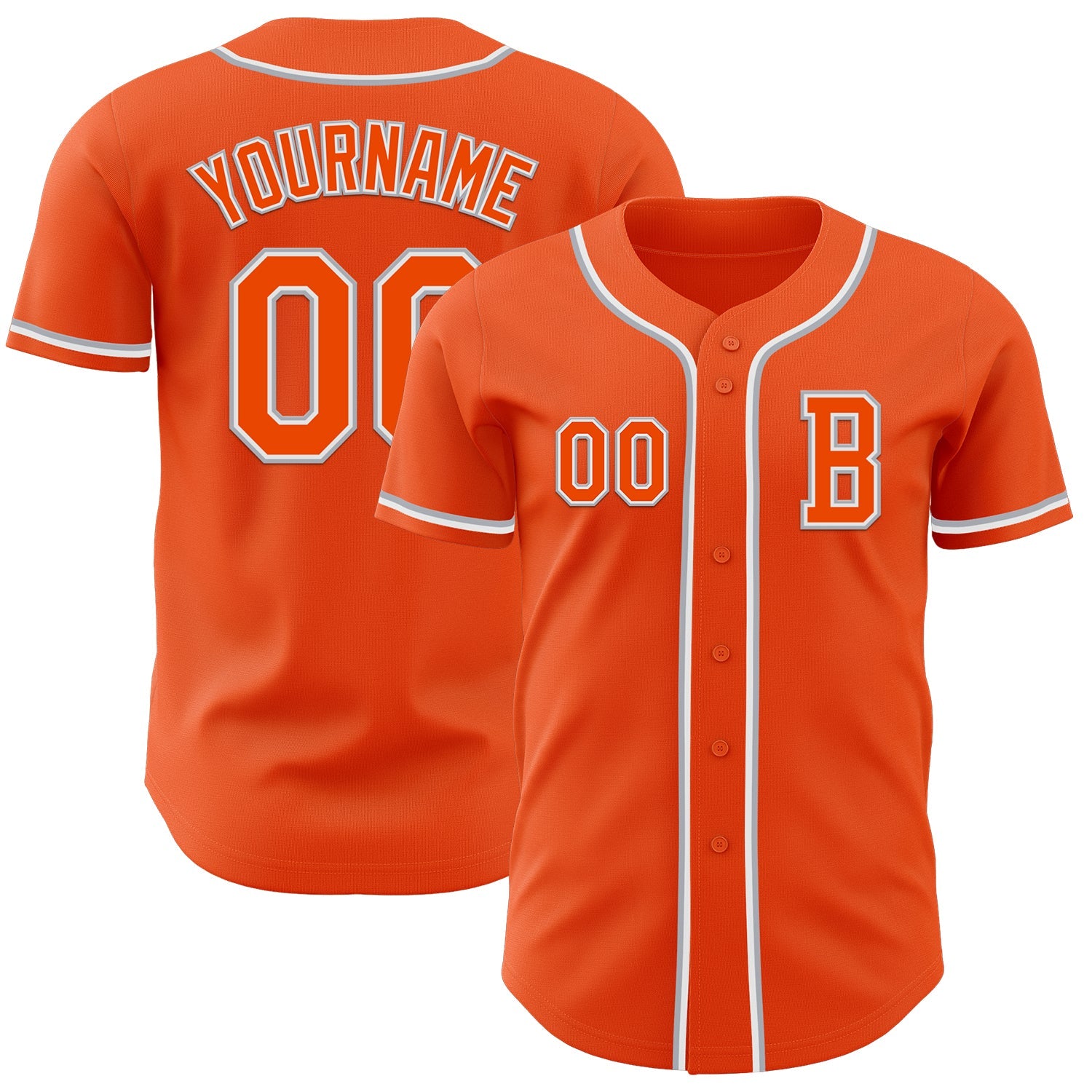 Custom Orange White-Gray Authentic Baseball Jersey - Sky-Custom