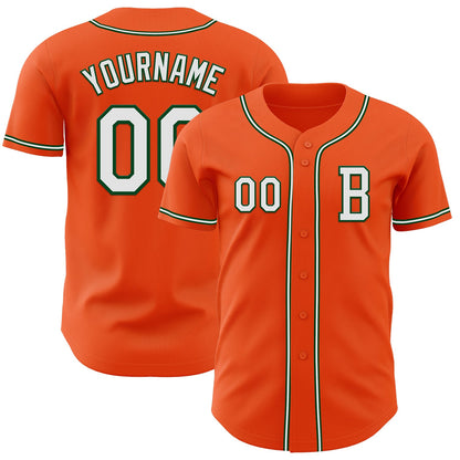 Custom Orange White-Green Authentic Baseball Jersey - Sky-Custom
