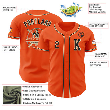 Custom Orange Black-City Cream Authentic Baseball Jersey - Sky-Custom