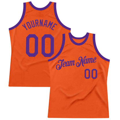 Custom Orange Purple Authentic Throwback Basketball Jersey - Sky-Custom
