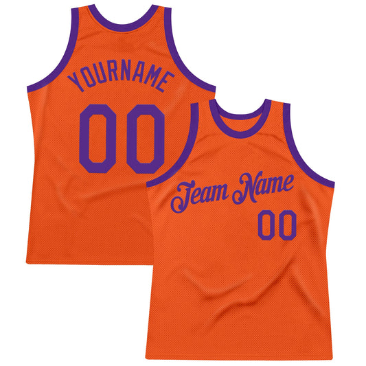Custom Orange Purple Authentic Throwback Basketball Jersey - Sky-Custom
