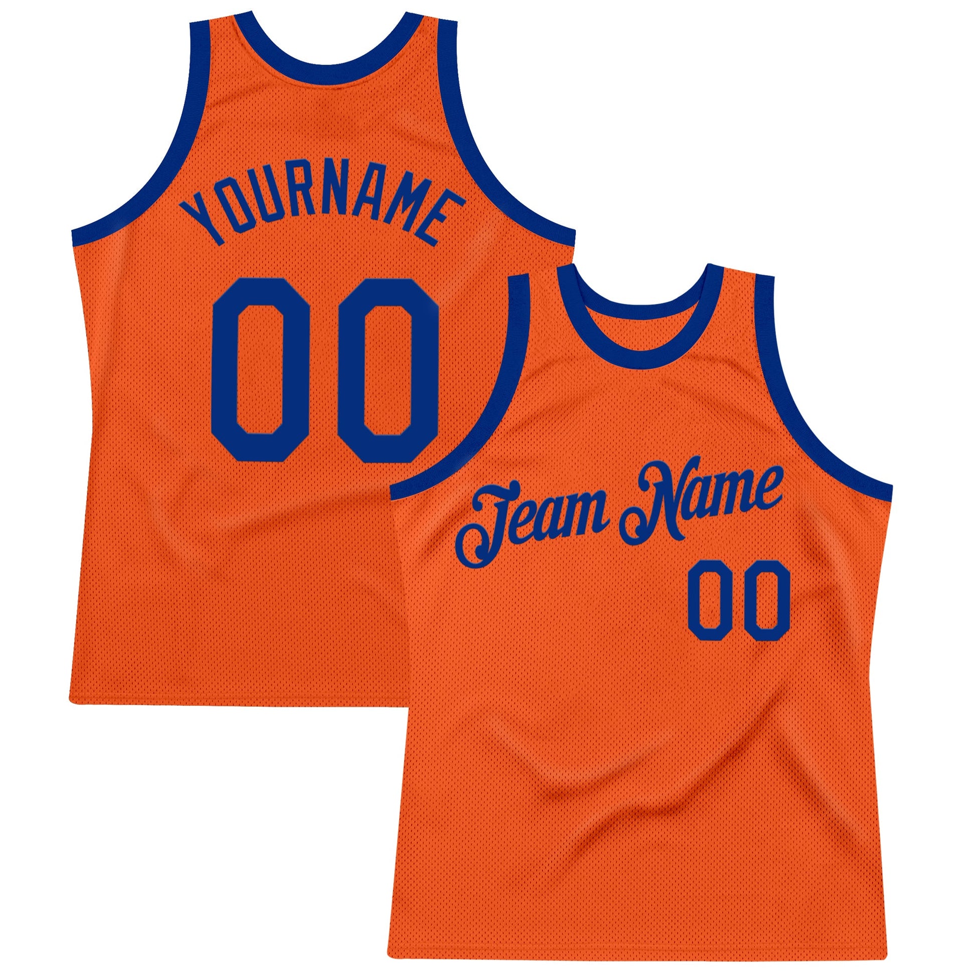 Custom Orange Royal Authentic Throwback Basketball Jersey - Sky-Custom
