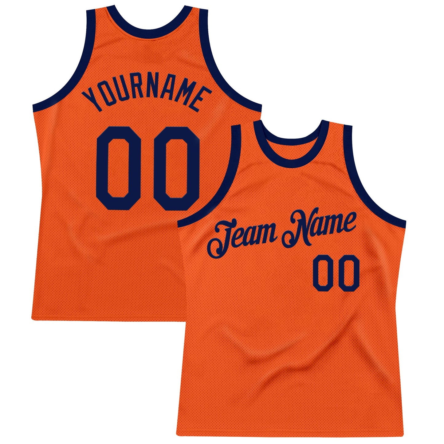 Custom Orange Navy Authentic Throwback Basketball Jersey - Sky-Custom