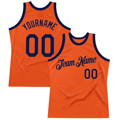 Custom Orange Navy Authentic Throwback Basketball Jersey - Sky-Custom