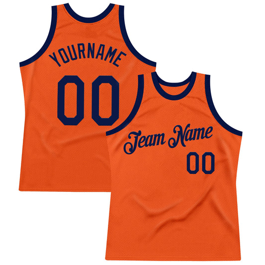 Custom Orange Navy Authentic Throwback Basketball Jersey - Sky-Custom