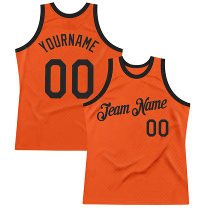 Custom Orange Black Authentic Throwback Basketball Jersey - Sky-Custom