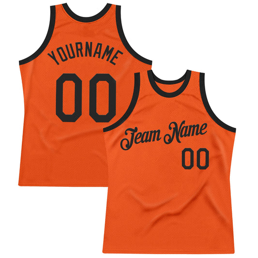Custom Orange Black Authentic Throwback Basketball Jersey - Sky-Custom