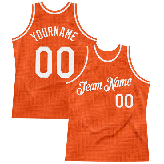 Custom Orange White Authentic Throwback Basketball Jersey - Sky-Custom