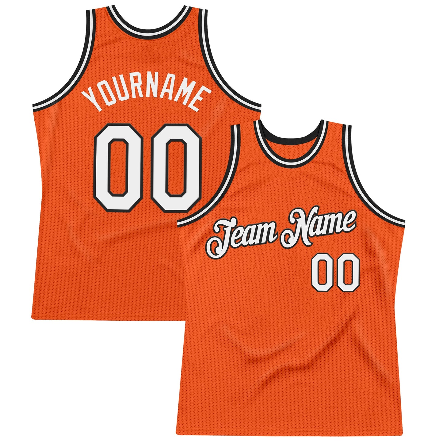 Custom Orange White-Black Authentic Throwback Basketball Jersey - Sky-Custom