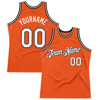 Custom Orange White-Black Authentic Throwback Basketball Jersey - Sky-Custom