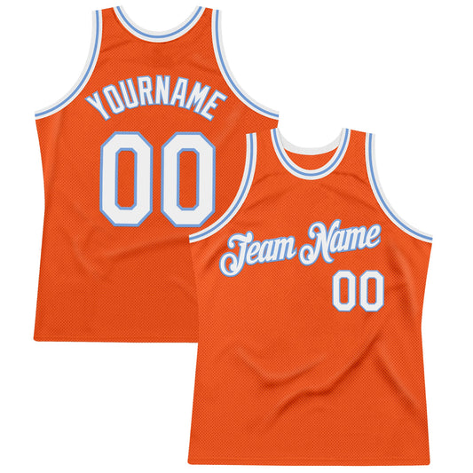 Custom Orange White-Light Blue Authentic Throwback Basketball Jersey - Sky-Custom