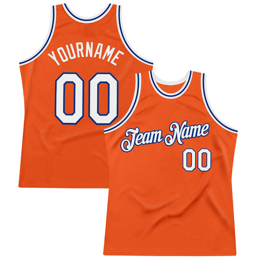 Custom Orange White-Royal Authentic Throwback Basketball Jersey - Sky-Custom