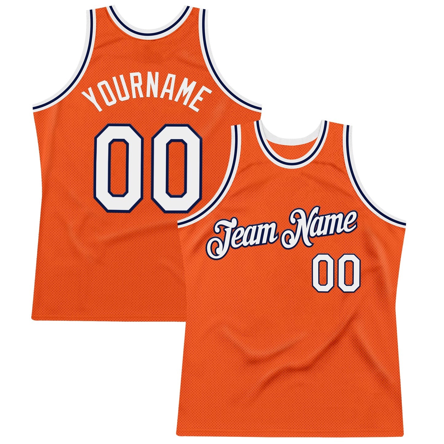 Custom Orange White-Navy Authentic Throwback Basketball Jersey - Sky-Custom