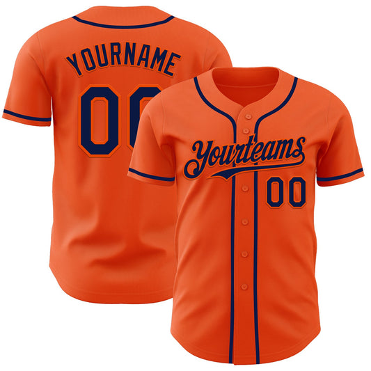 Custom Orange Navy Authentic Baseball Jersey - Sky-Custom