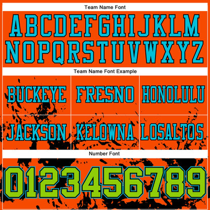 Custom Orange Neon Green Black-Lakes Blue Splash Mesh Authentic Football Jersey - Sky-Custom