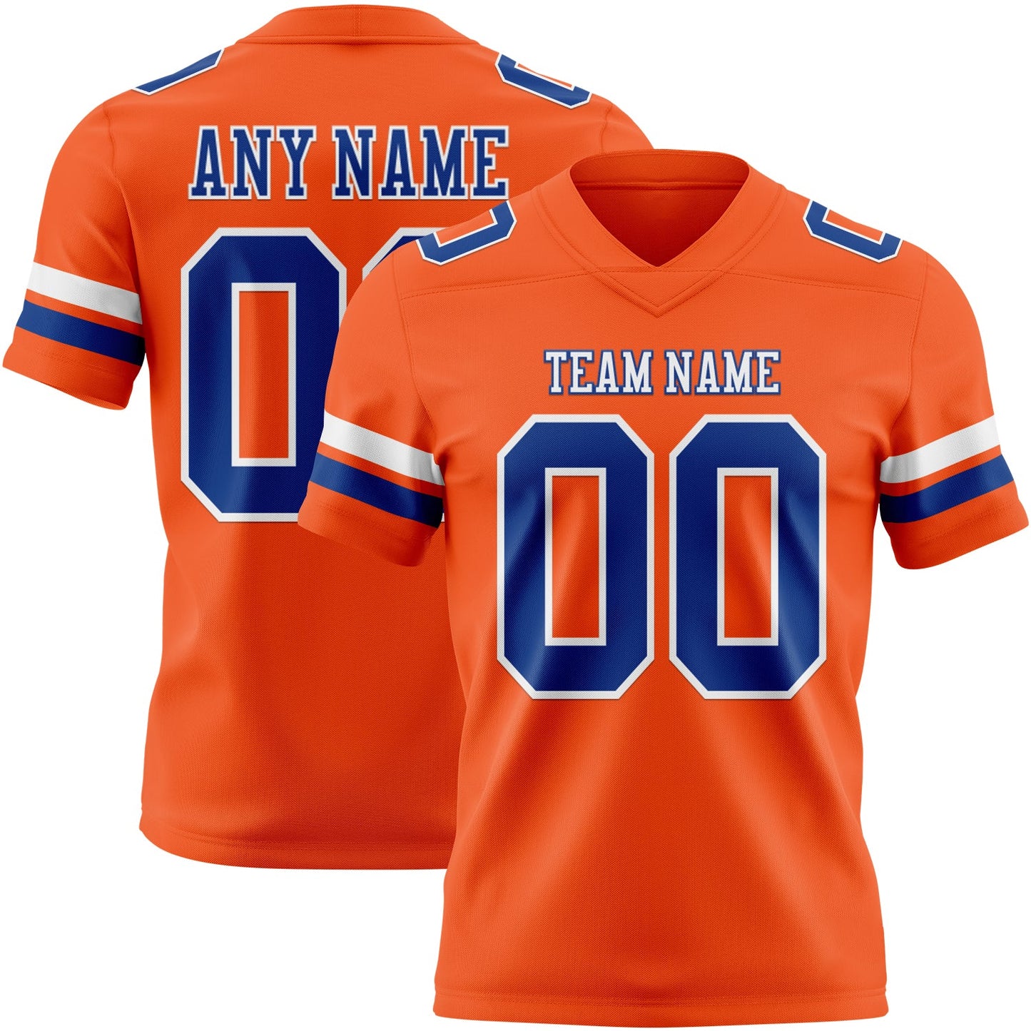 Custom Orange Royal-White Mesh Authentic Football Jersey - Sky-Custom