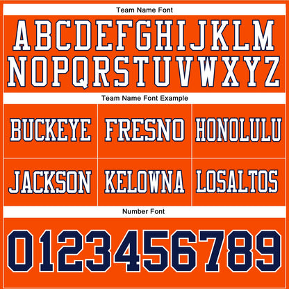 Custom Orange Navy-White Mesh Authentic Football Jersey - Sky-Custom
