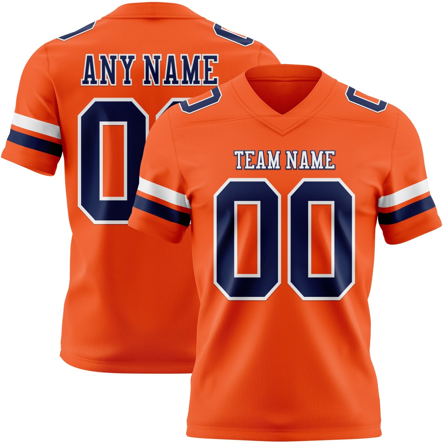 Custom Orange Navy-White Mesh Authentic Football Jersey - Sky-Custom