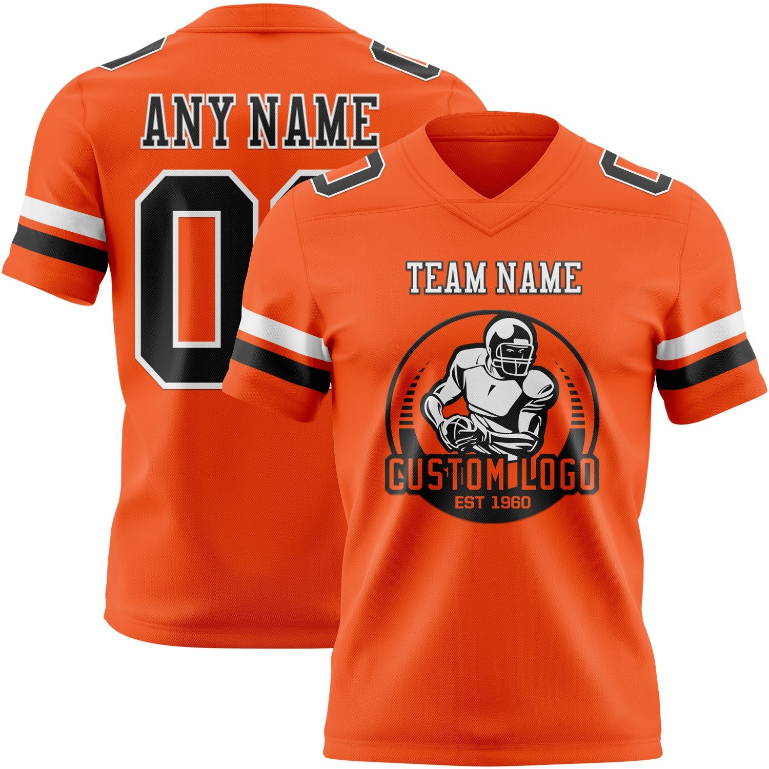 Custom Orange Black-White Mesh Authentic Football Jersey - Sky-Custom