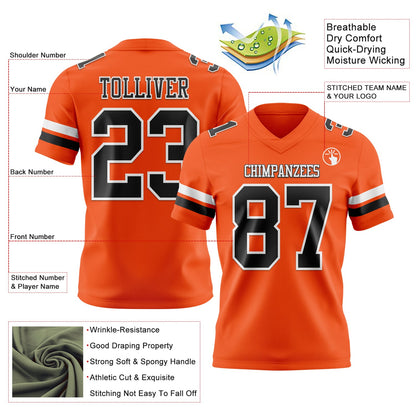 Custom Orange Black-White Mesh Authentic Football Jersey - Sky-Custom