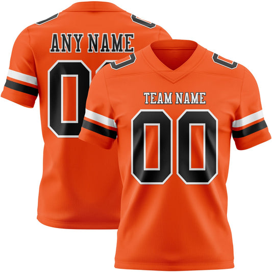 Custom Orange Black-White Mesh Authentic Football Jersey - Sky-Custom
