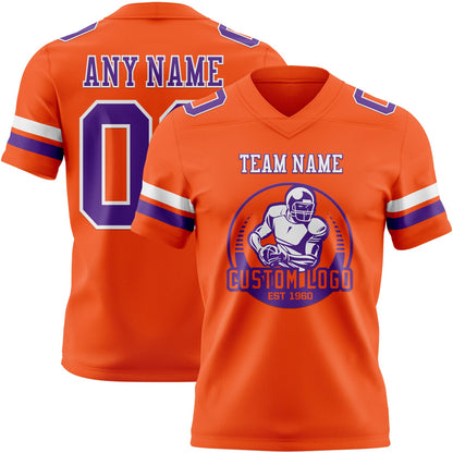 Custom Orange Purple-White Mesh Authentic Football Jersey - Sky-Custom