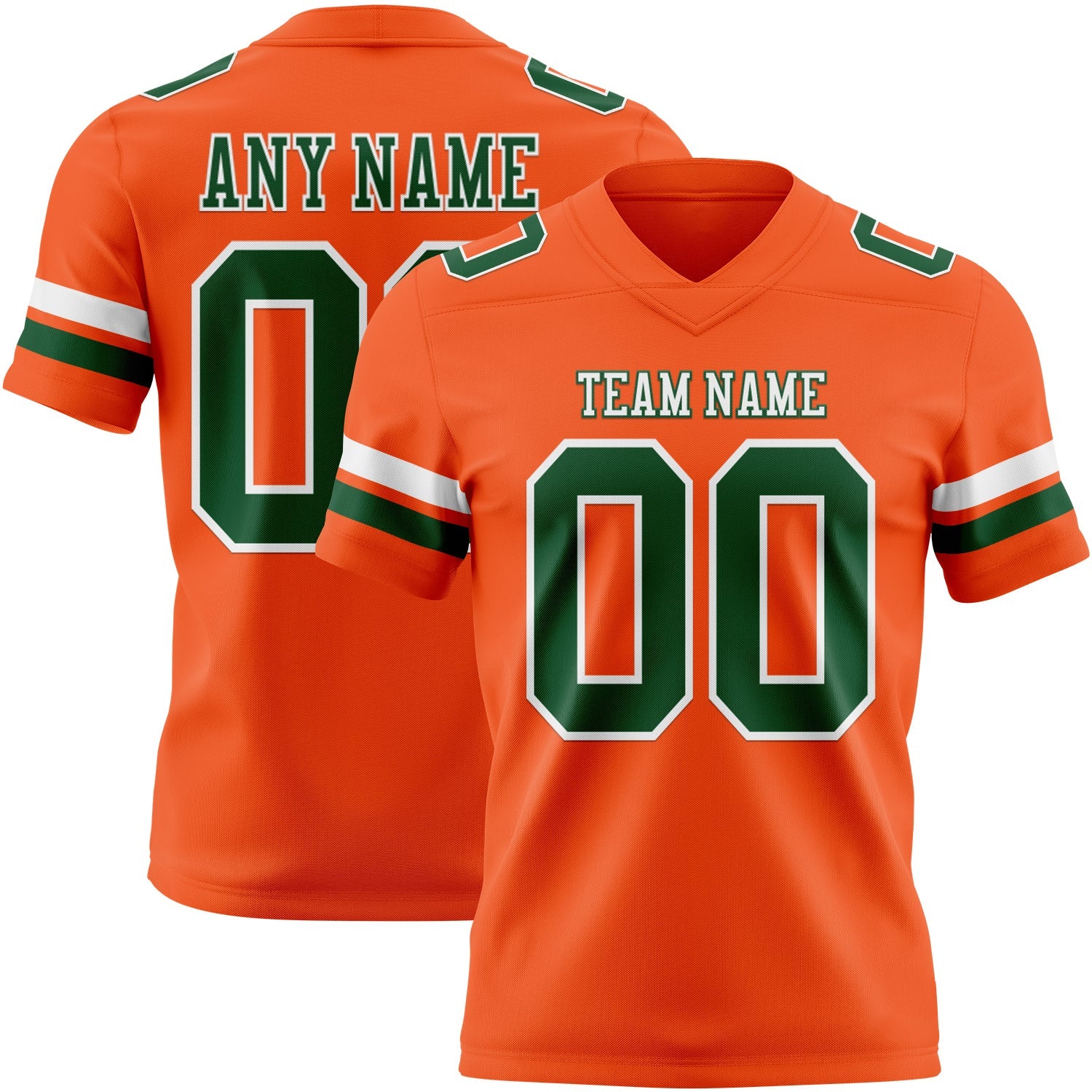 Custom Orange Green-White Mesh Authentic Football Jersey - Sky-Custom