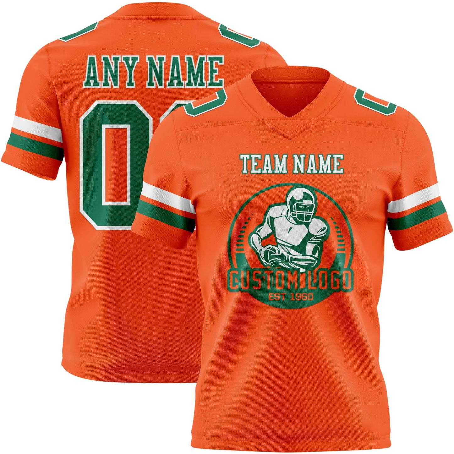 Custom Orange Kelly Green-White Mesh Authentic Football Jersey - Sky-Custom