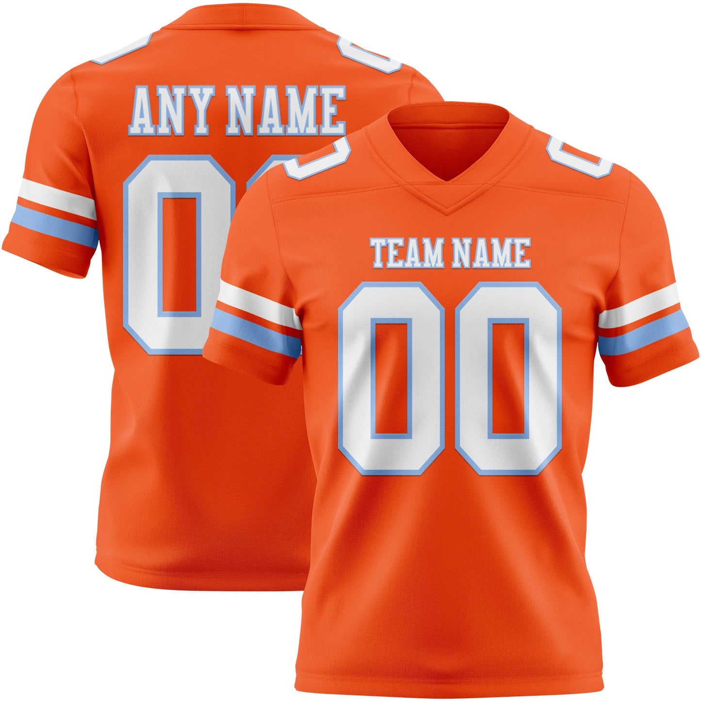 Custom Orange White-Light Blue Mesh Authentic Football Jersey - Sky-Custom