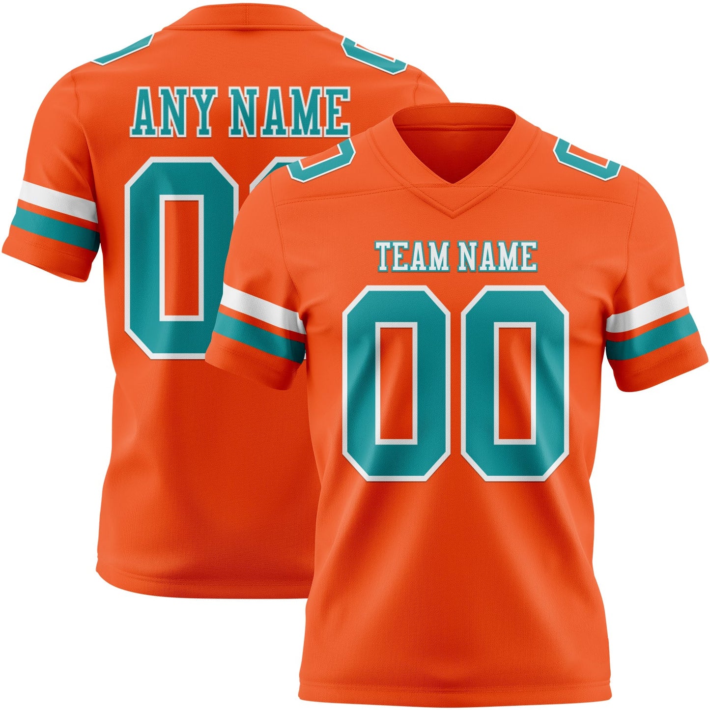 Custom Orange Teal-White Mesh Authentic Football Jersey - Sky-Custom
