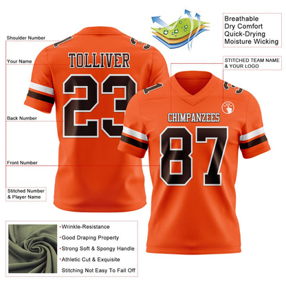 Custom Orange Brown-White Mesh Authentic Football Jersey - Sky-Custom