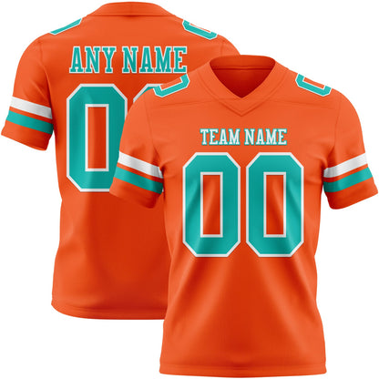 Custom Orange Aqua-White Mesh Authentic Football Jersey - Sky-Custom