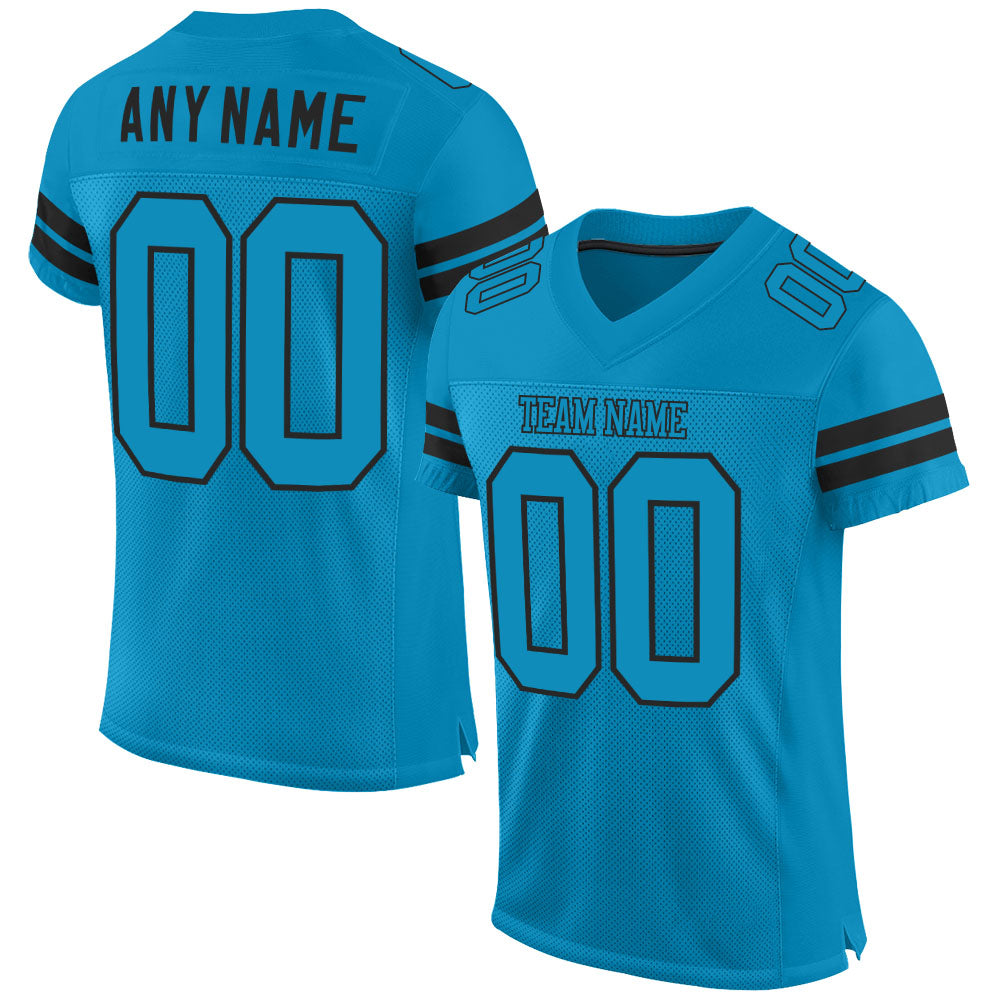 Custom Panther Blue Panther Blue-Black Mesh Authentic Football Jersey - Sky-Custom