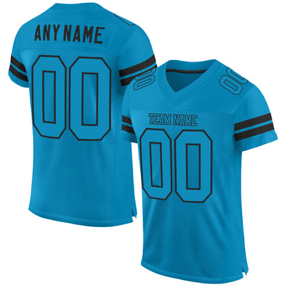 Custom Panther Blue Panther Blue-Black Mesh Authentic Football Jersey - Sky-Custom