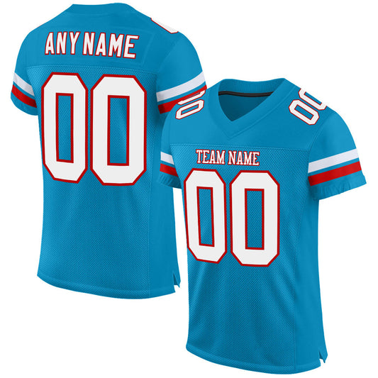 Custom Panther Blue White-Red Mesh Authentic Football Jersey - Sky-Custom
