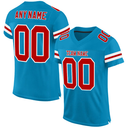 Custom Panther Blue Red-White Mesh Authentic Football Jersey - Sky-Custom