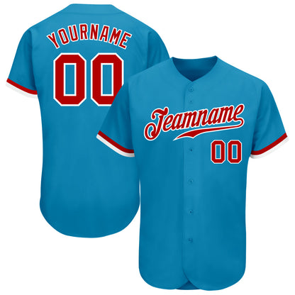 Custom Panther Blue Red-White Authentic Baseball Jersey - Sky-Custom