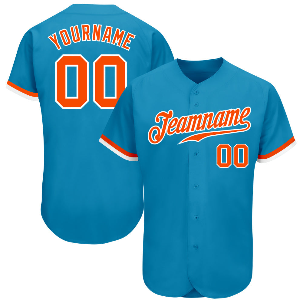 Custom Panther Blue Orange-White Authentic Baseball Jersey - Sky-Custom