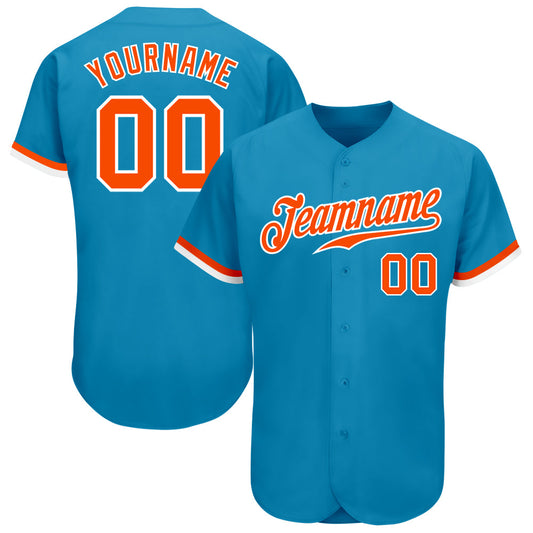 Custom Panther Blue Orange-White Authentic Baseball Jersey - Sky-Custom