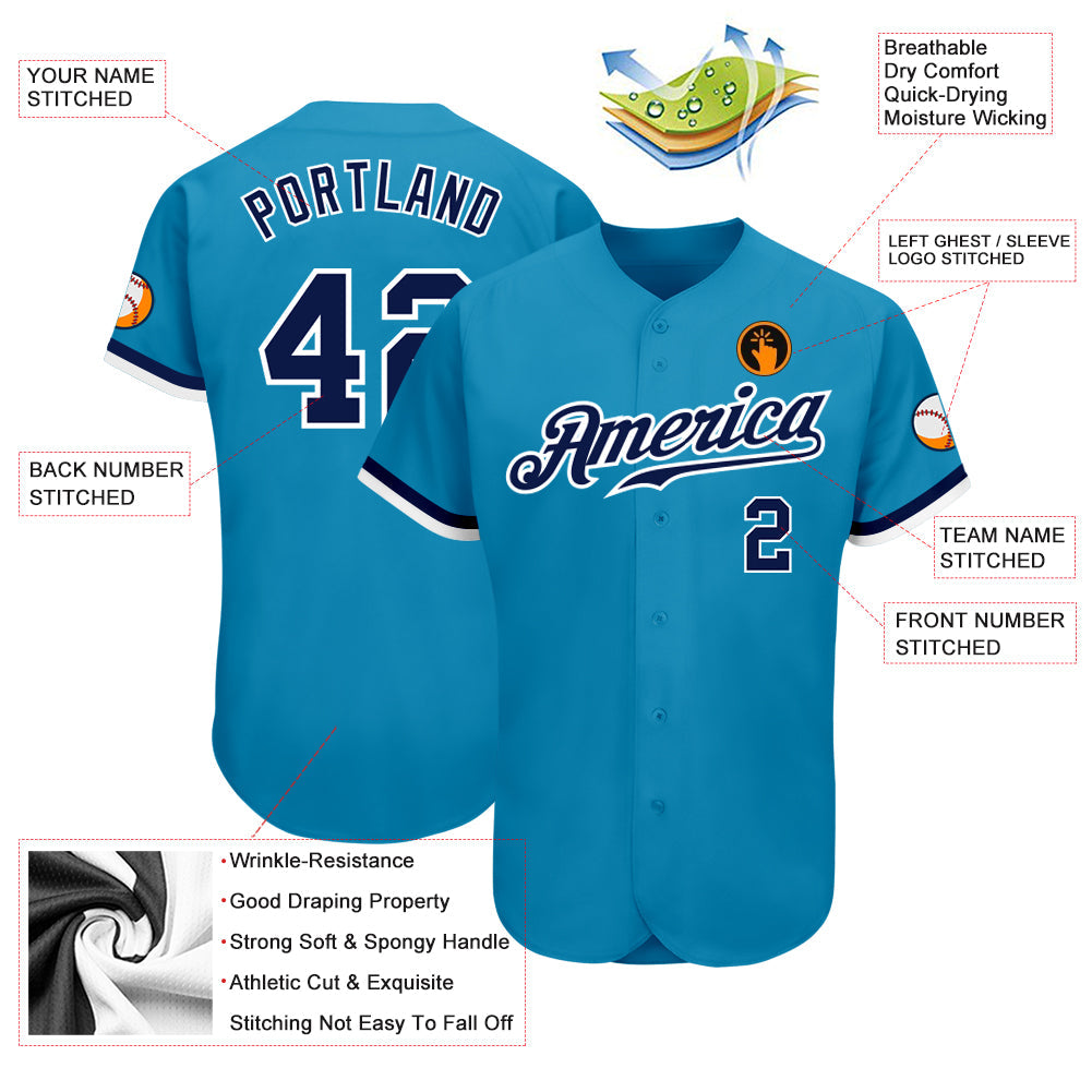 Custom Panther Blue Navy-White Authentic Baseball Jersey - Sky-Custom