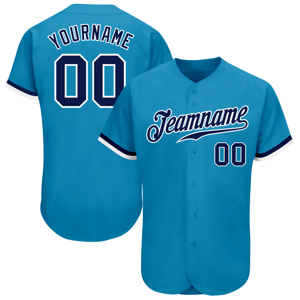 Custom Panther Blue Navy-White Authentic Baseball Jersey - Sky-Custom