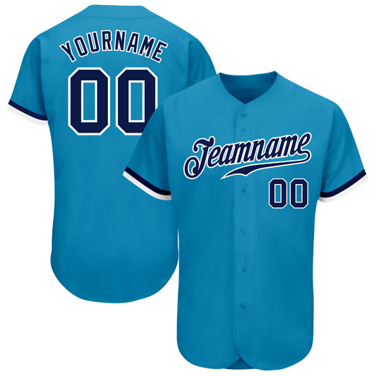 Custom Panther Blue Navy-White Authentic Baseball Jersey - Sky-Custom