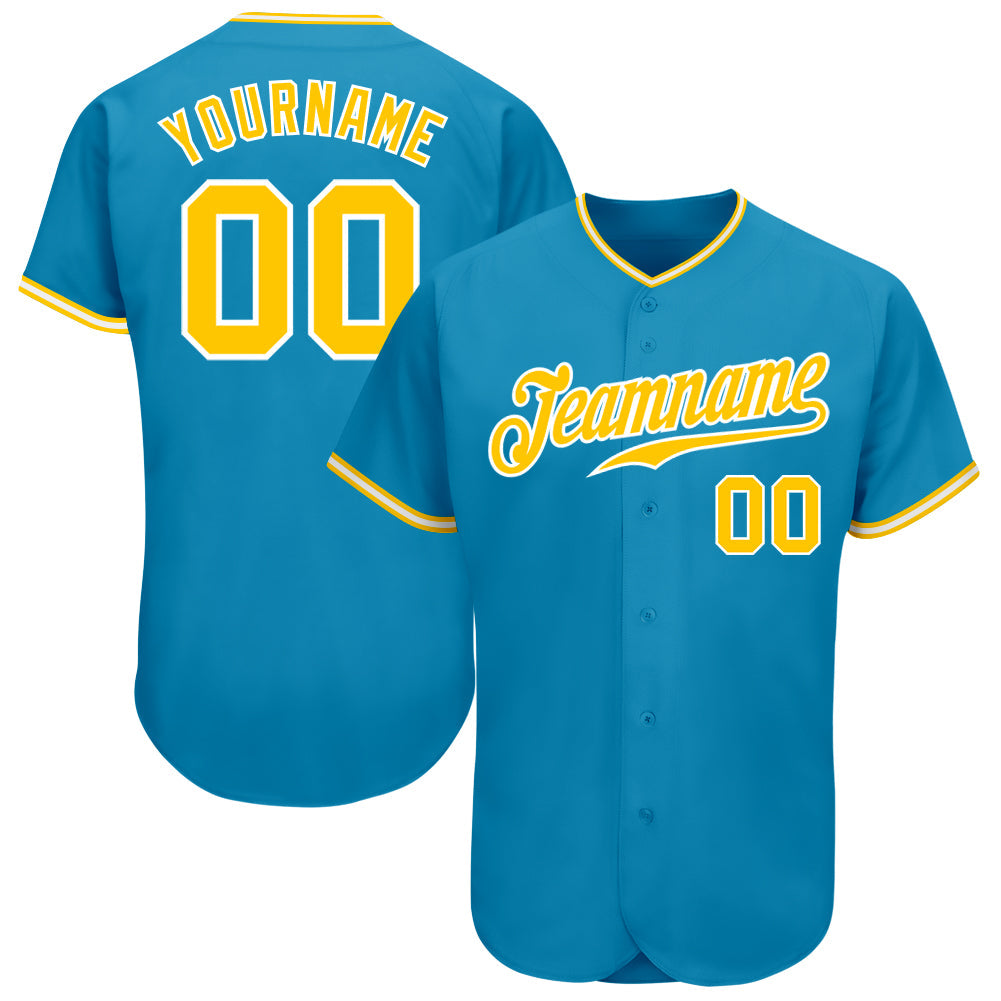 Custom Panther Blue Gold-White Authentic Baseball Jersey - Sky-Custom